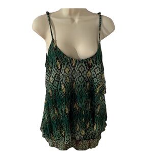 INC International Concepts size XL green & brown Astec print camisole